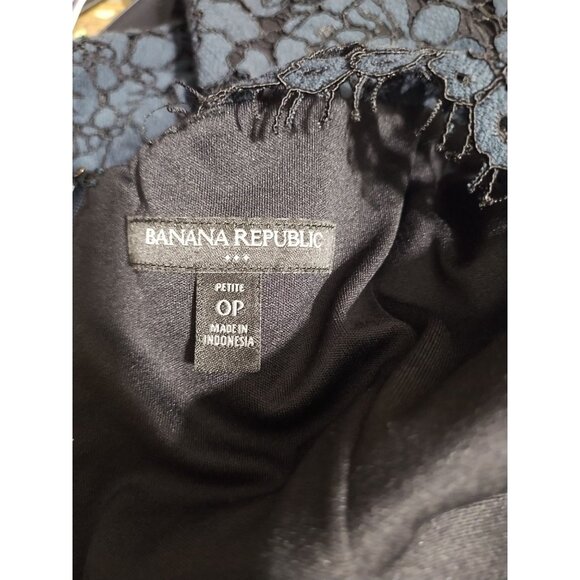 Banana Republic Sleeveless Lacy Navy Blue Cocktail Mini Dress 0P Glam Coquette - Picture 4 of 6